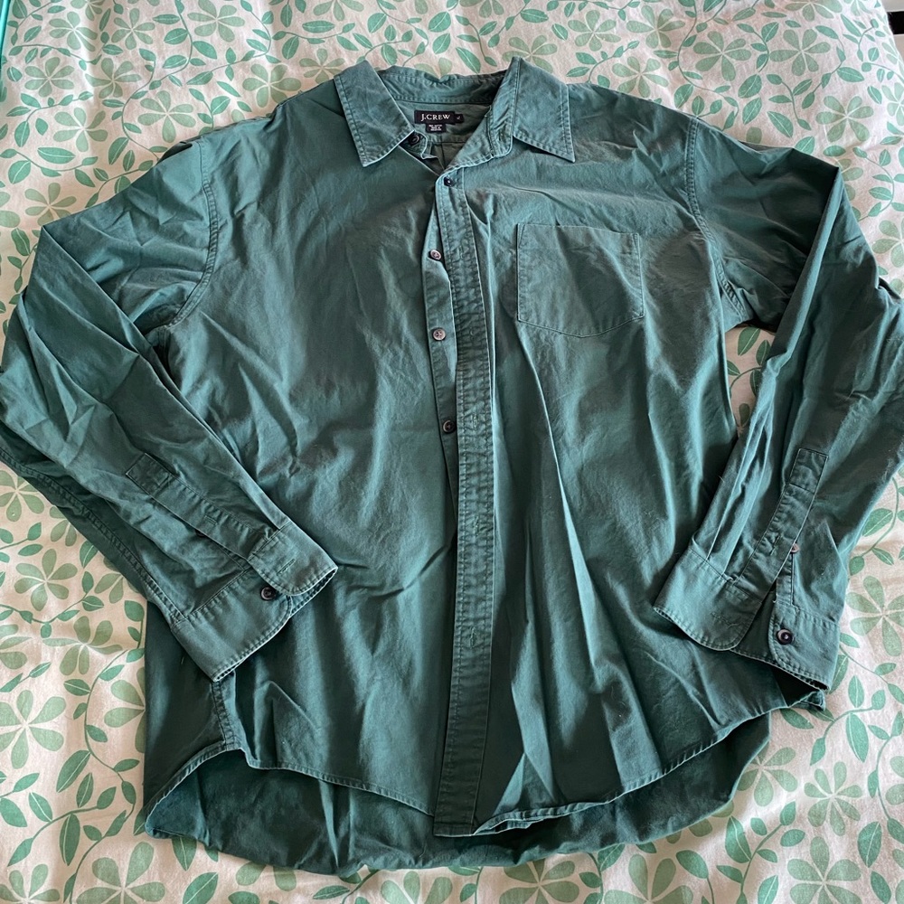 J. Crew green button down.